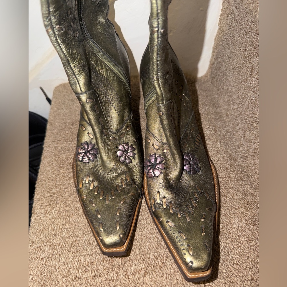 BCBGirls Metallic Olive Ankle Boots